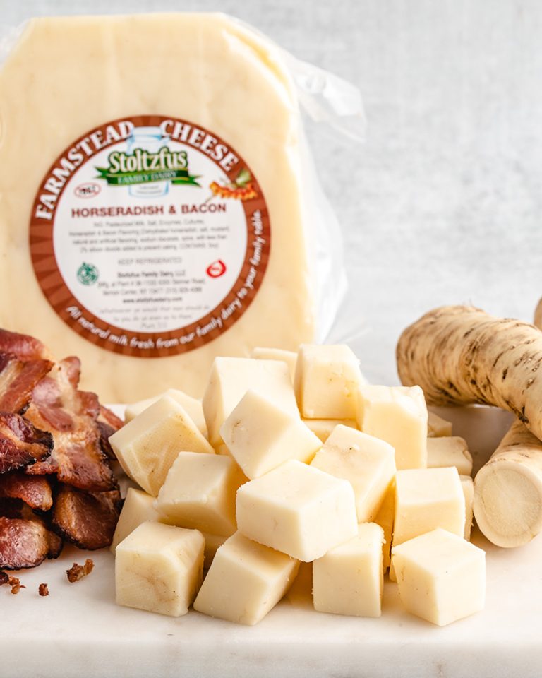 Horseradish & Bacon Farmstead Cheese Wedge Stoltzfus Family Dairy