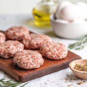 loose sausage formed into patties